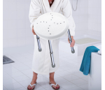 Stolička s nastavitelnou výškou, sedák bílý děrovaný, nosnost 150 KG