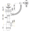 Sifon dřezový s nerezovou mřížkou pr. 115 mm a flexi přepadem