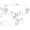 Sifon pro dvoudřez s nerezovými mřížkami pr. 115 mm a přípojkou