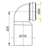 Koleno odpadu komplet 90/110